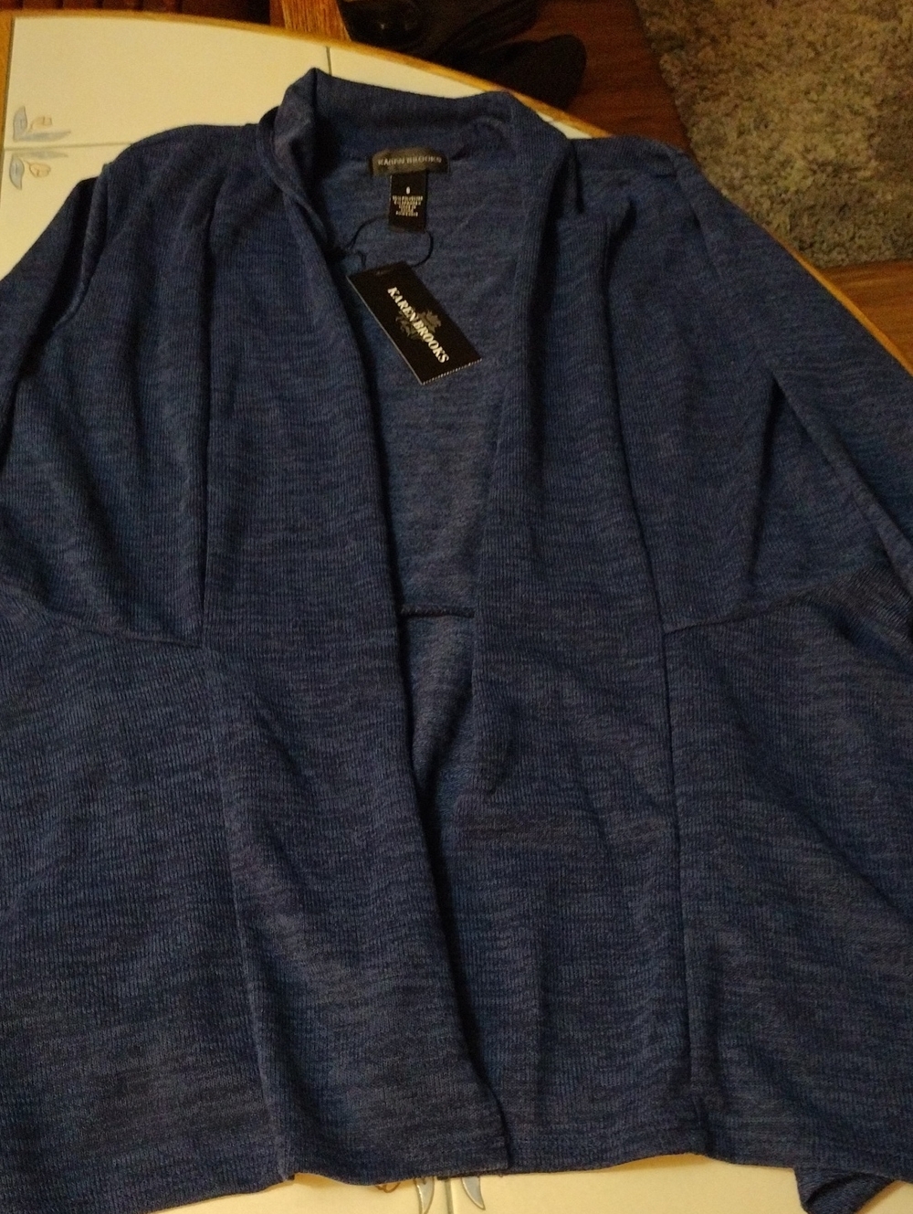 Karen Brooks Open-Front Navy Blue Women's Cardigan Sweater